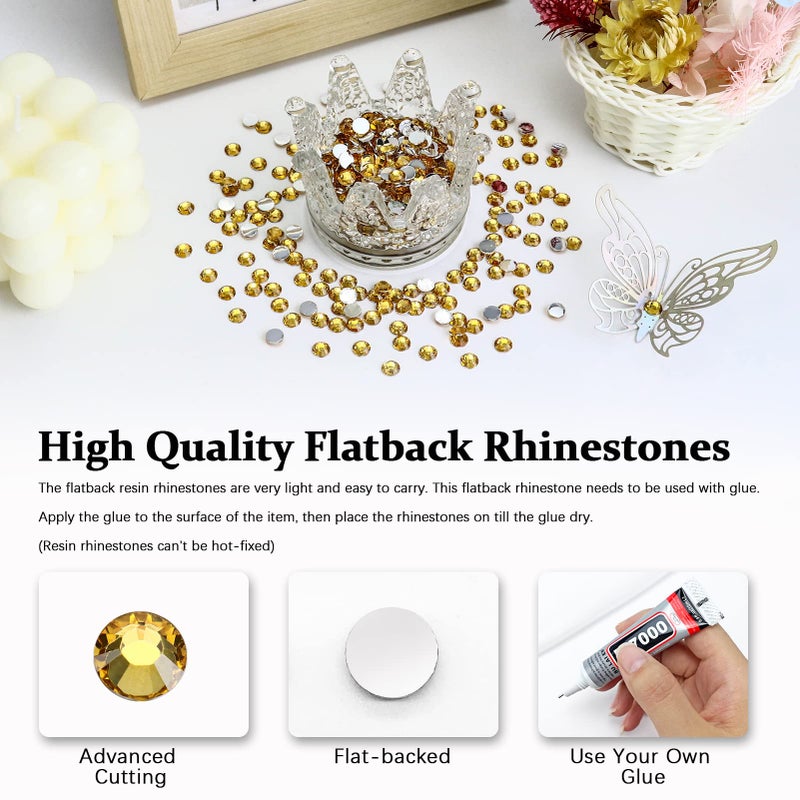 Briskbloom 2000PCS SS20 5mm Resin Flatback Rhinestone, Topaz Flatback Rhinestones for Nails, Tumblers, Mugs, Bottles, Craft Decoration, Loose Bling Glitter Diamond Stone - Image 2